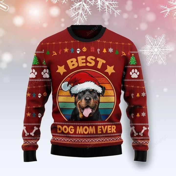 Rottweiler Best Dog Mom Ever Ugly Christmas Sweater