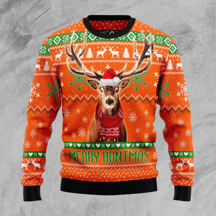 Deer Merry Huntmas Ugly Christmas Sweater
