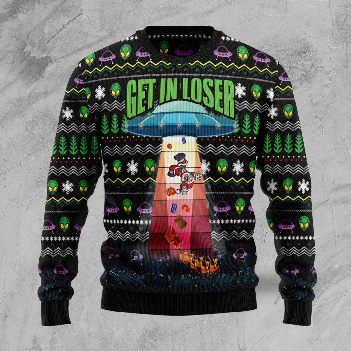 Alien Get In Loser Ugly Christmas Sweater