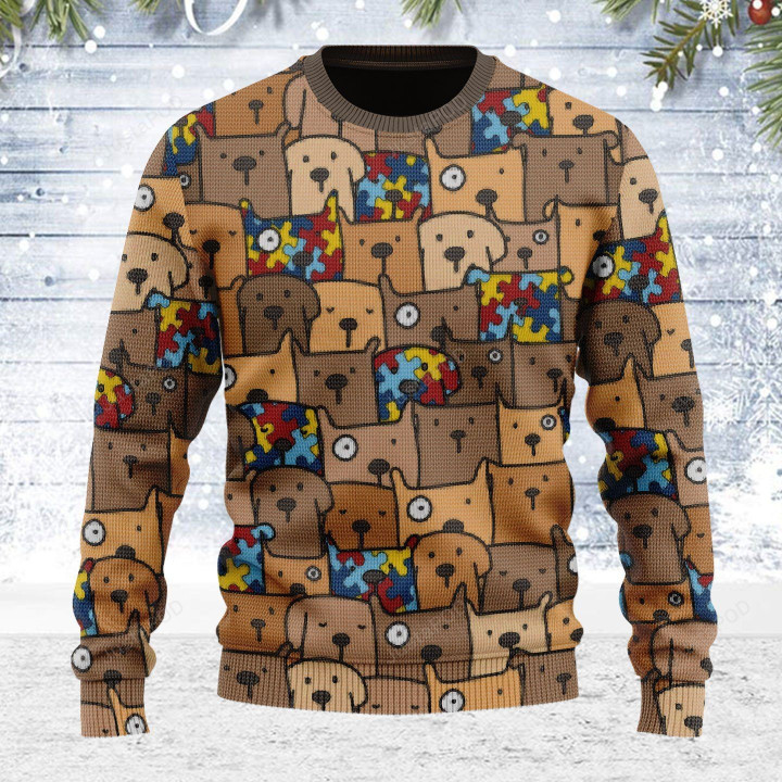 Autism Dog Ugly Christmas Sweater