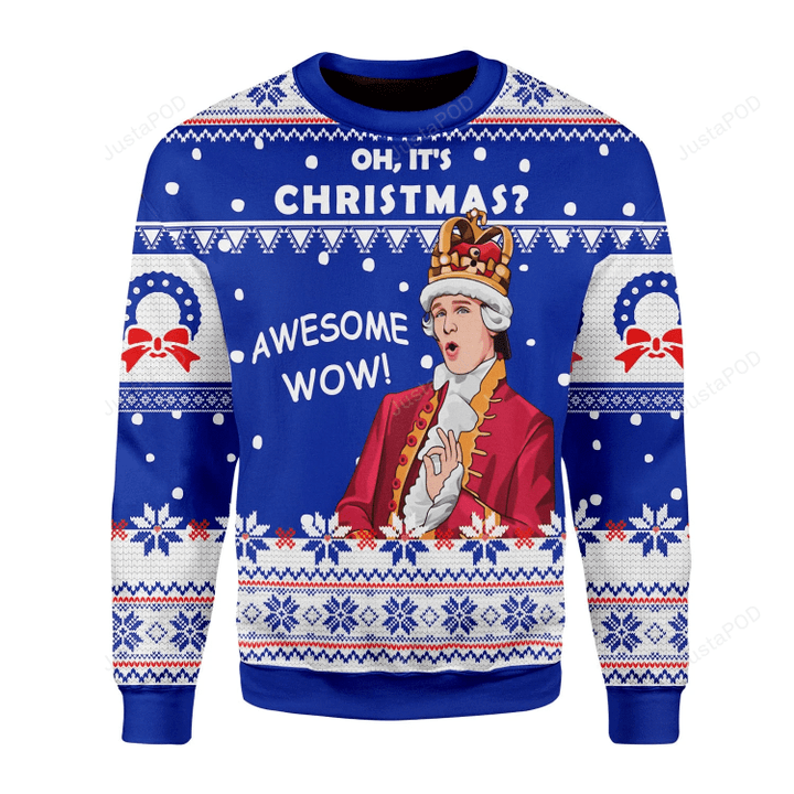 Oh It'S Christmas Awesome Wow Ugly Christmas Sweater