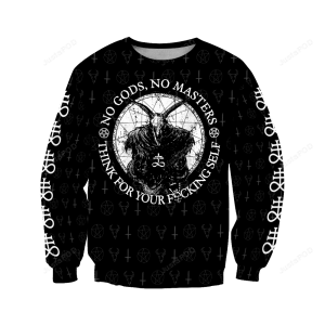 Satan Tribal No Gods No Masters Think For Your Fucking Self Ugly Christmas Sweater