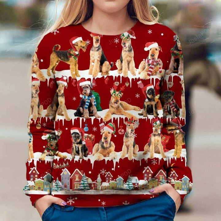 Airedale Terrier Snow Christmas Ugly Christmas Sweater