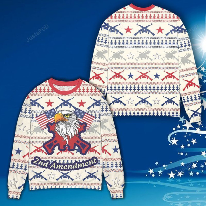 Eagle And Usa Flag 2Nd Amendment Ugly Christmas Sweater