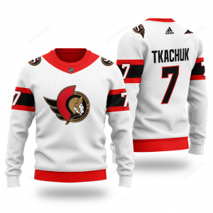 Nhl Ottawa Senators Tkachuk 7 White Ugly Christmas Sweater