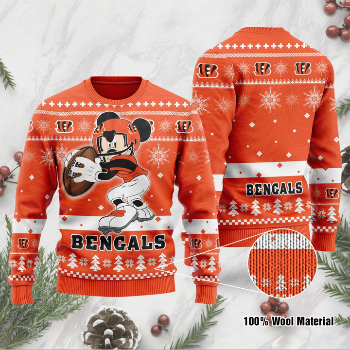 Cincinnati Bengals Mickey Mouse Funny Ugly Christmas Sweater
