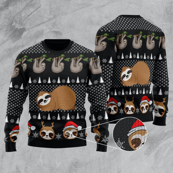Cute Sloth Santa Ugly Christmas Sweater
