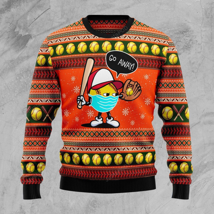 Go Away Softball Ugly Christmas Sweater
