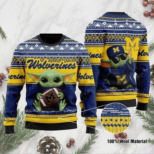 Baby Yoda Michigan Wolverines Ugly Christmas Sweater