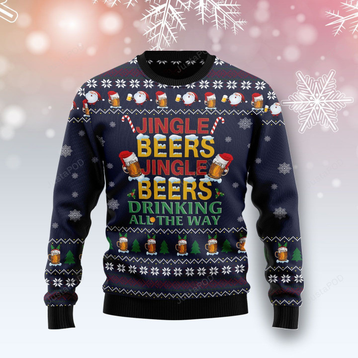 Drinking Beer All The Way Ugly Christmas Sweater