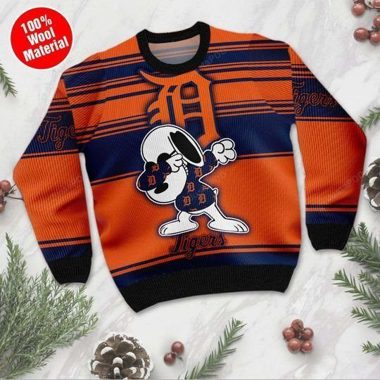 Snoopy Dab Detroit Tigers Ugly Christmas Sweater