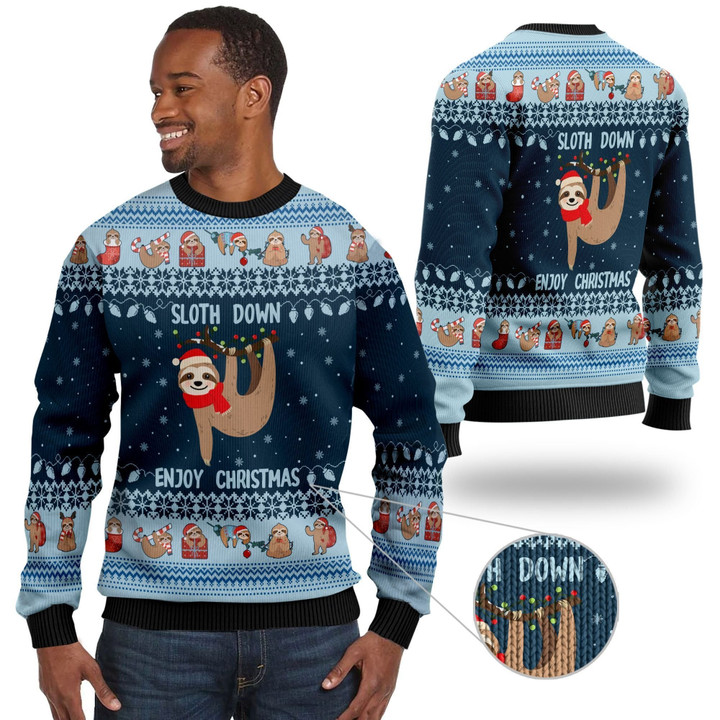 Lonely Sloth Down Enjoy Christmas Ugly Christmas Sweater