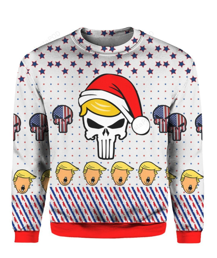 Trump Punisher 3D Print Ugly Christmas Sweater