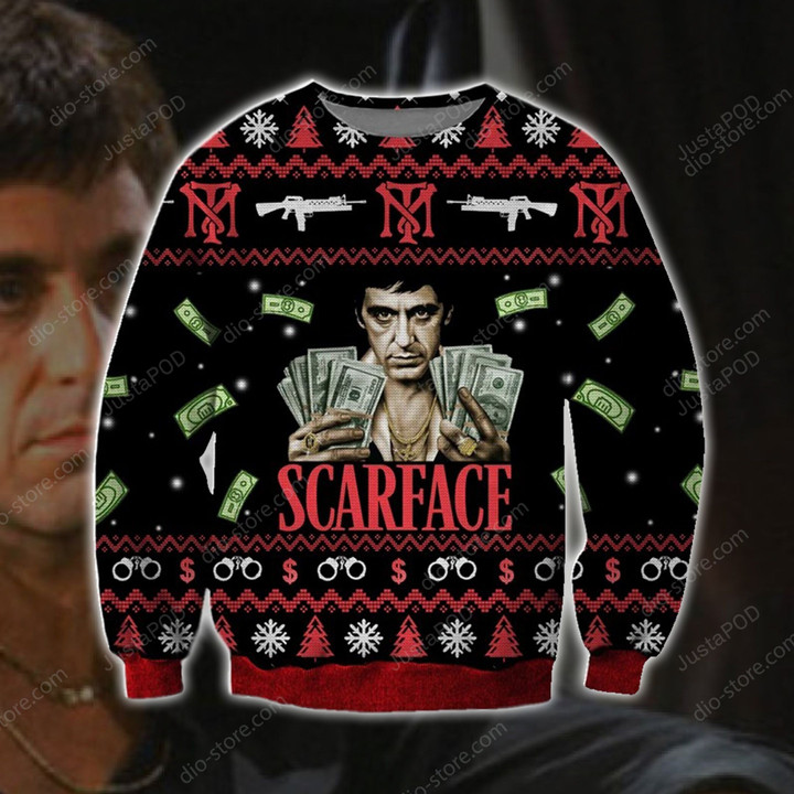 Scarface Knitting Pattern 3D Print Ugly Christmas Sweater