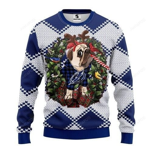 Nhl Tampa Bay Lightning Pug Dog Ugly Christmas Sweater