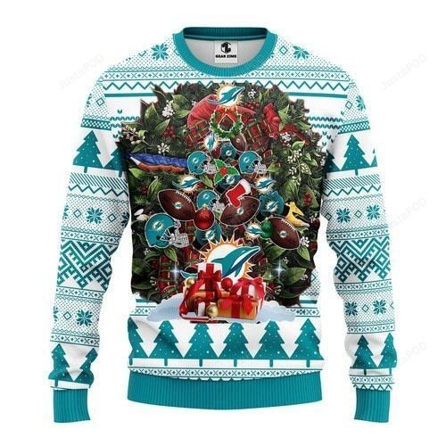 Miami Dolphins Tree Christmas Ugly Christmas Sweater