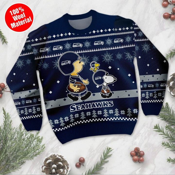 Seattle Seahawks Snoopy Lmth Ugly Christmas Sweater
