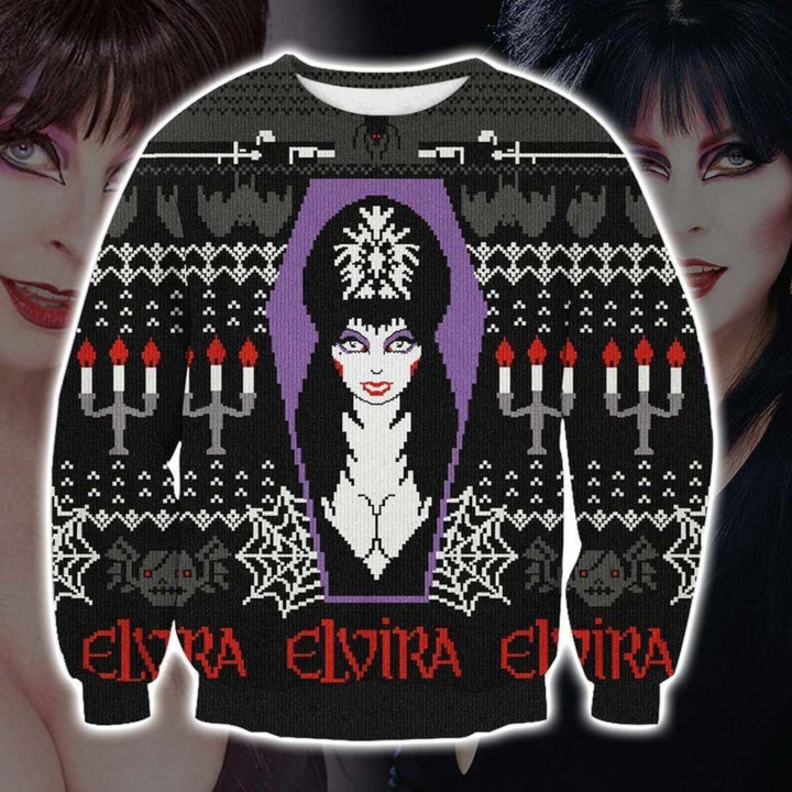 Elvira Mistress Of The Dark 3D Print Ugly Christmas Sweater