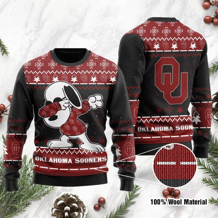 Oklahoma Sooners Snoopy Dabbing Holiday Party Ugly Christmas Sweater