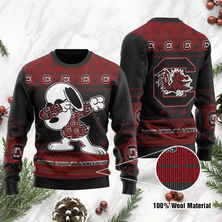 South Carolina Gamecocks Snoopy Dabbing Holiday Party Ugly Christmas Sweater