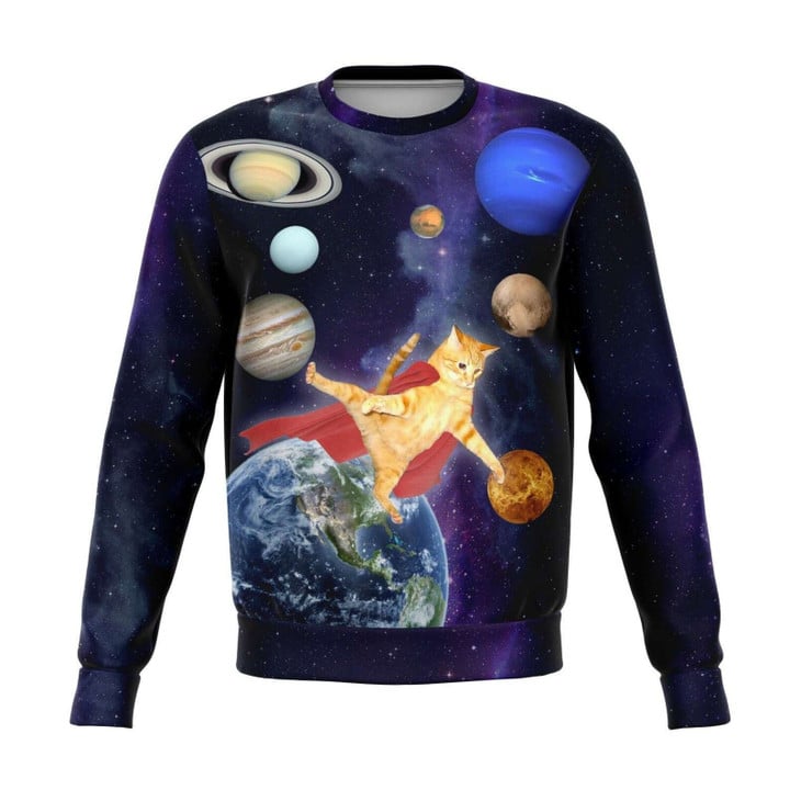 Space Hero Cat Ugly Christmas Sweater