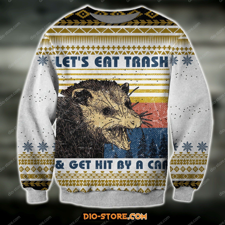 Knitting Pattern Mouse Lets Eat The Trash Get Hit By A Car For Unisex Ugly Christmas Sweater