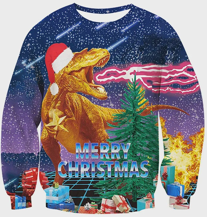 Merry Christmas Dinosaur Ugly Christmas Sweater