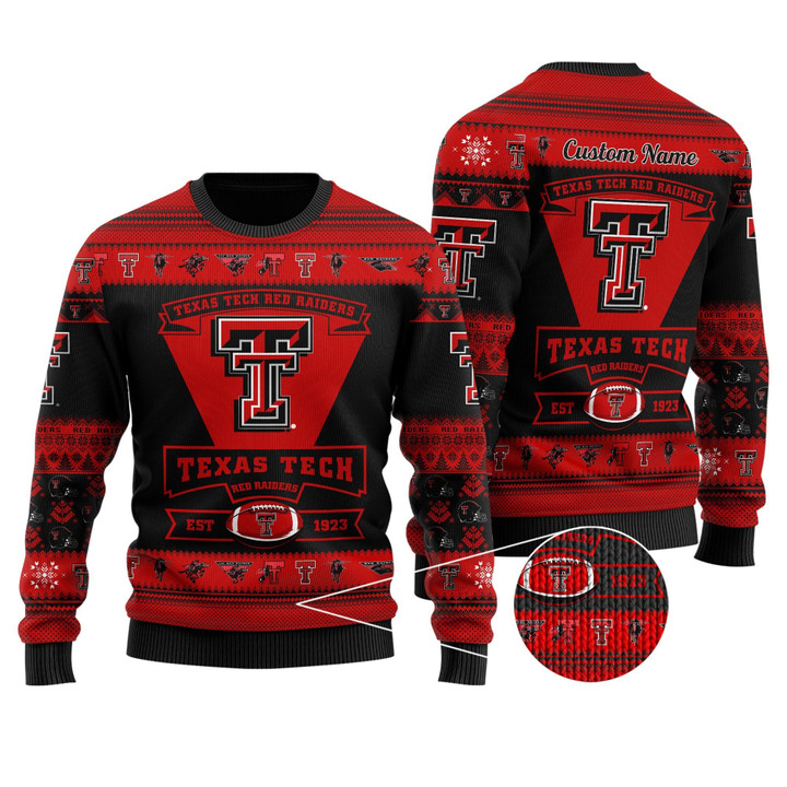 Texas Tech Red Raiders Football Team Logo Personalized Ugly Christmas Sweater