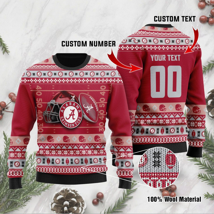 Alabama Crimson Tide Custom Name & Number Personalized Ugly Christmas Sweater