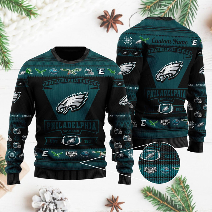 Philadelphia Eagles Football Team Logo Personalized Ugly Christmas Sweater