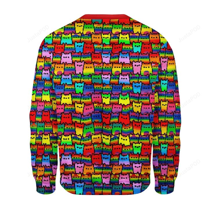 Rainbow Cat Ugly Christmas Sweater, Perfect Holiday Gift