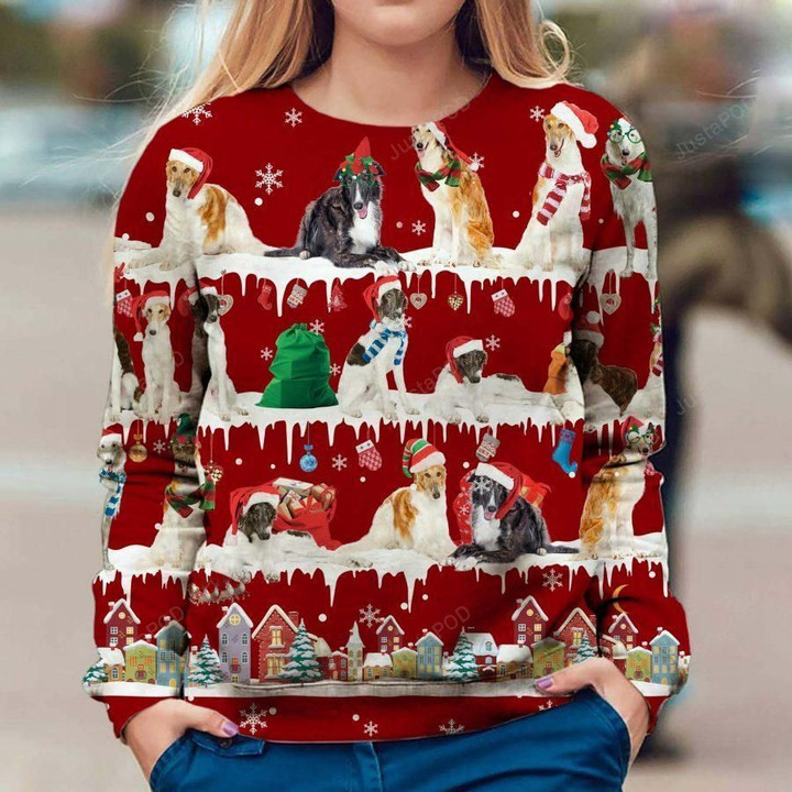 Borzoi Dog Christmas Ugly Christmas Sweater, Perfect Holiday Gift