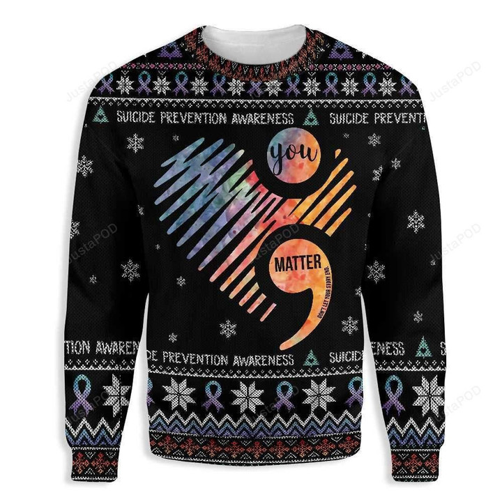 Heart Suicide Prevention Awareness Ugly Christmas Sweater, Perfect Holiday Gift