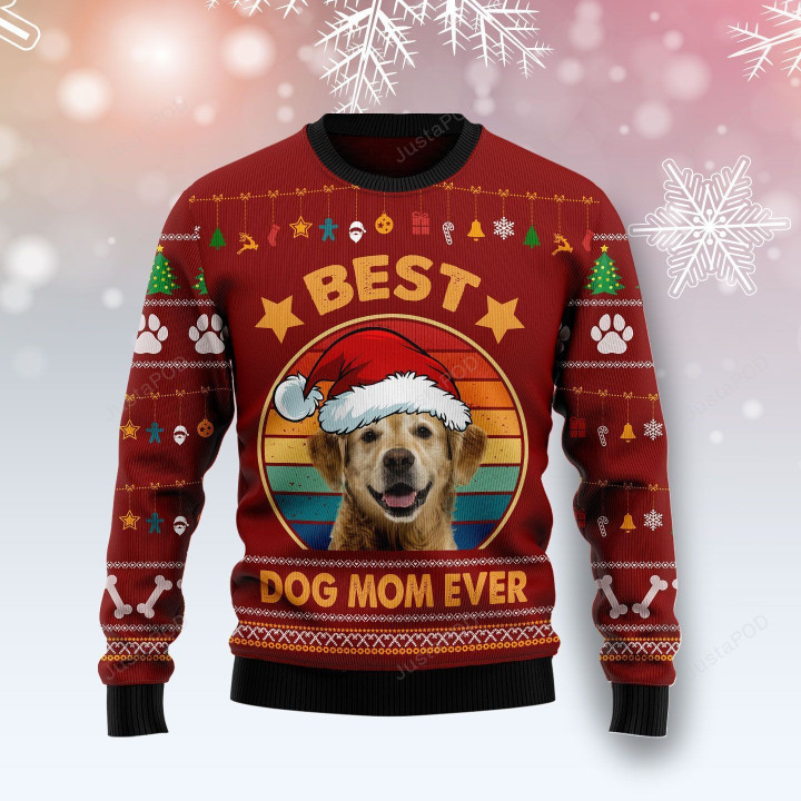 Golden Retriever Best Dog Mom Ever Ugly Christmas Sweater, Perfect Holiday Gift