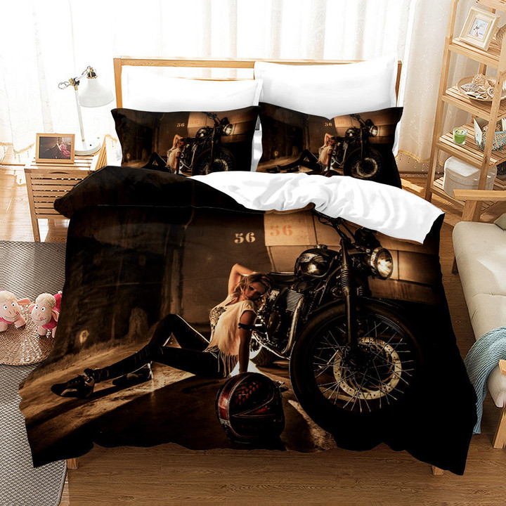The Motorcycle Girl #18 Duvet Cover Quilt Cover Pillowcase Bedding Set Bed Linen Home Bedroom Decor