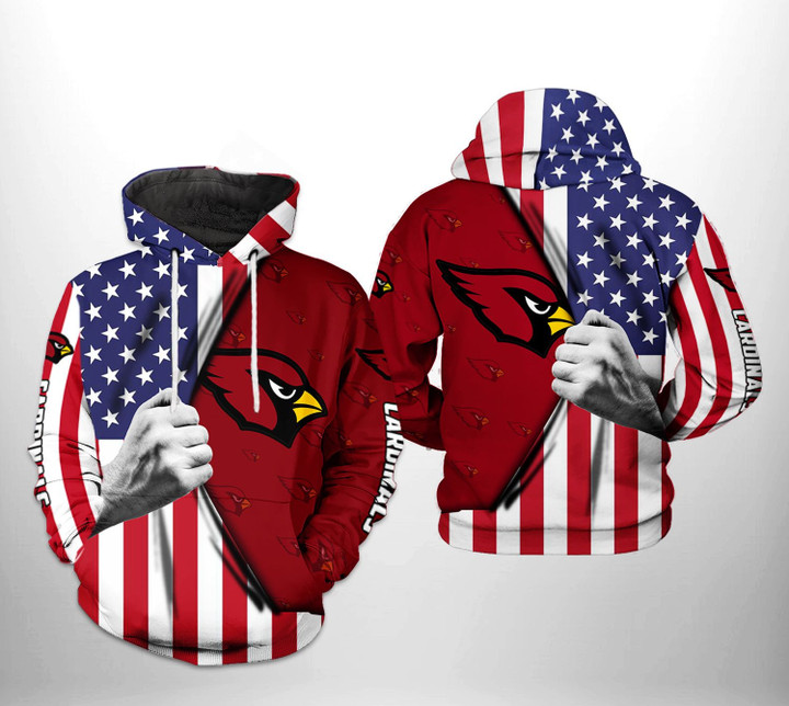 Pemagear Arizona Cardinals NFL US Flag Team 3D All Over Print Hoodie, Zip-Up Hoodie