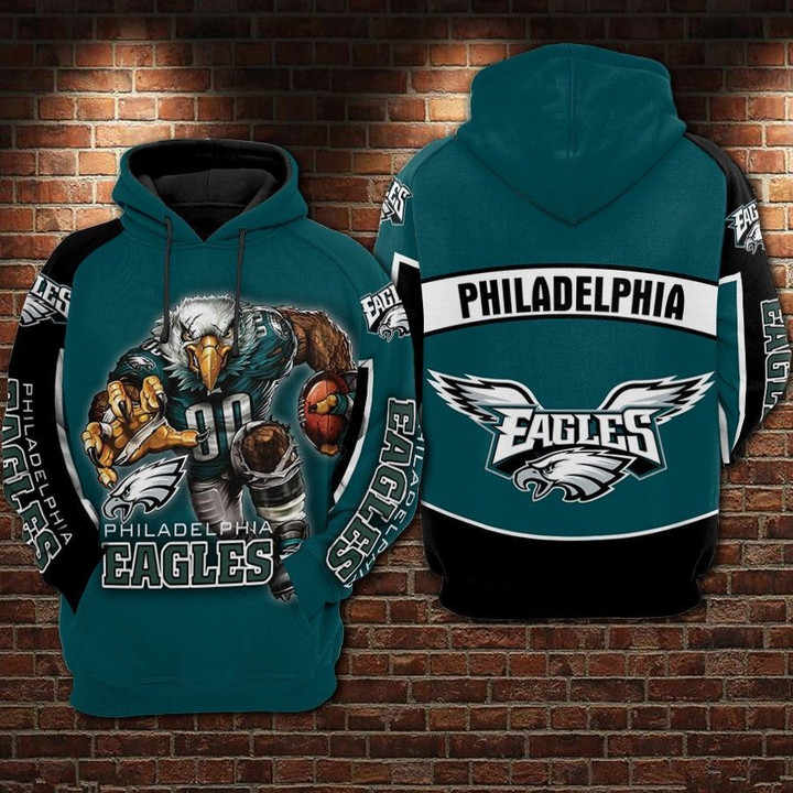 Pemagear Philadelphia Eagles Nfl Football Big Logo 3D All Over Print Hoodie, Zip-Up Hoodie