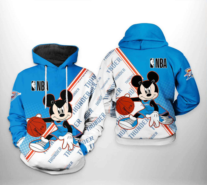 Pemagear Oklahoma City Thunder NBA Mickey 3D All Over Print Hoodie, Zip-Up Hoodie