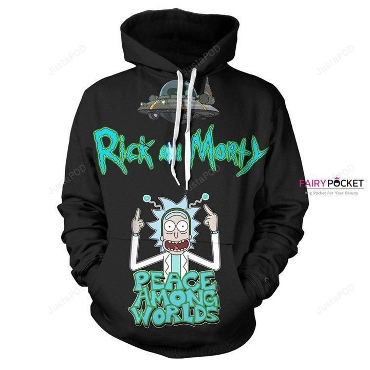 Pemagear Rick and Morty Rick Peace Among worlds 3D All Over Print Hoodie, Zip-Up Hoodie
