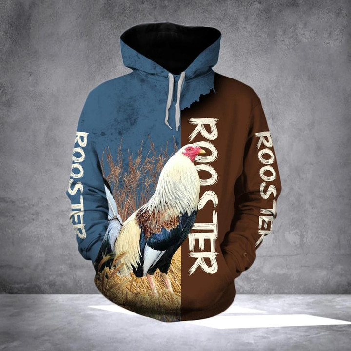 Pemagear Rooster 3D All Over Print Hoodie, Zip-Up Hoodie