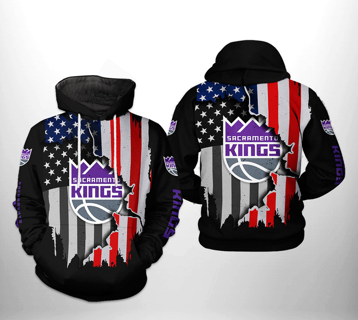 Pemagear Sacramento Kings NBA US Flag Team 3D All Over Print Hoodie, Zip-Up Hoodie
