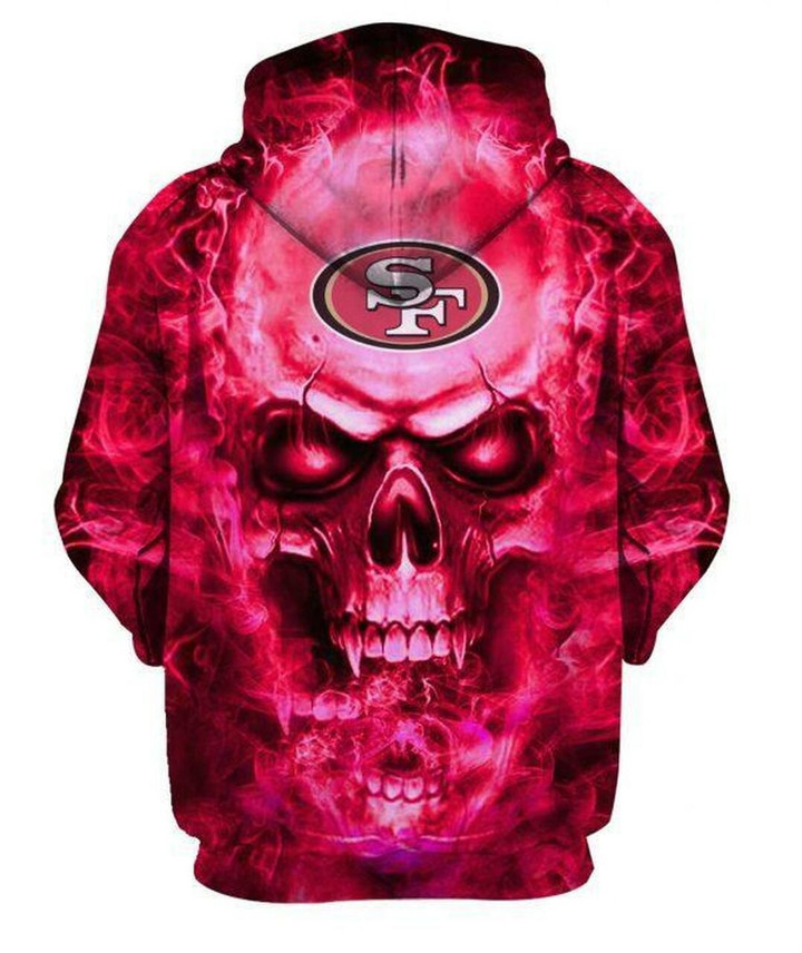Pemagear San Francisco 49Ers Nfl Football Skull 3D All Over Print Hoodie, Zip-Up Hoodie