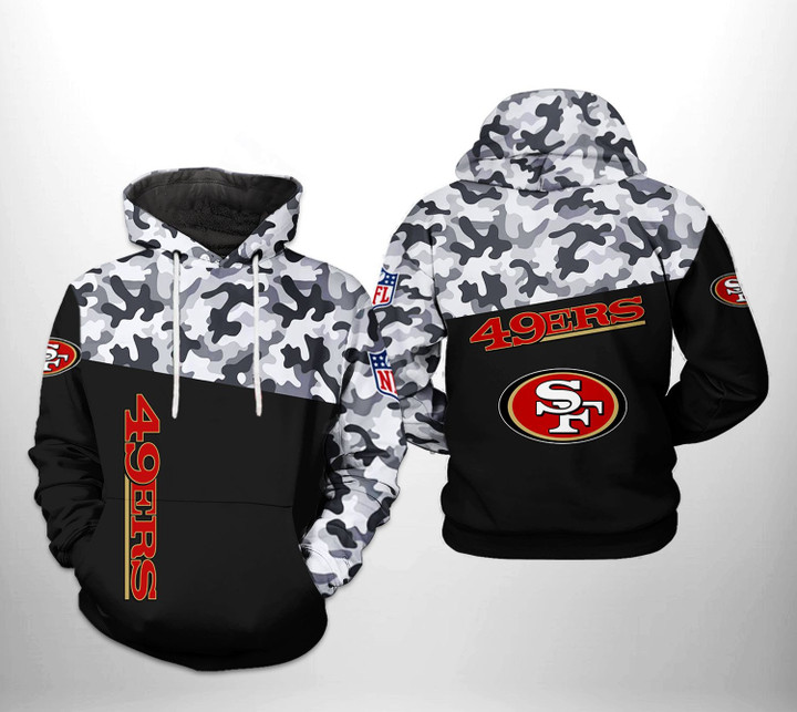 Pemagear San Francisco 49ers NFL Camo Veteran Team 3D All Over Print Hoodie, Zip-Up Hoodie