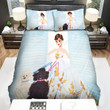 Audrey Hepburn In A Fancy White Dress Walking The Dogs Art Bed Sheets Spread Comforter Duvet Cover Bedding Sets