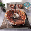 Beautiful Baseball Glove And Ball Personalized Custom Name Duvet Cover Bedding Set