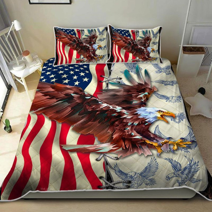 Eagle American Flag Quilt Bedding Set