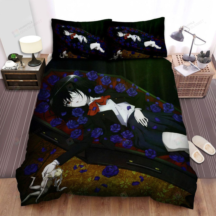 Another Mei Misaki In The Coffin With Blue Roses Bed Sheets Spread Comforter Duvet Cover Bedding Sets