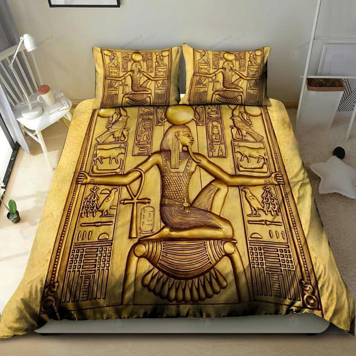 Ancient Egypt Wall Symbol Cotton Bed Sheets Spread Comforter Duvet Cover Bedding Sets