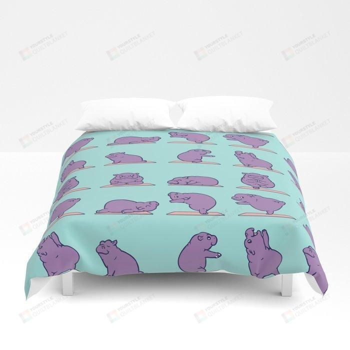 Baby Hippo Yoga Bed Sheets Duvet Cover Bedding Set Great Gifts For Birthday Christmas Thanksgiving