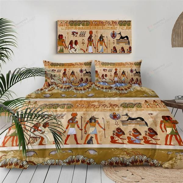 Ancient Egypt Civilization Cotton Bed Sheets Spread Comforter Duvet Cover Bedding Sets